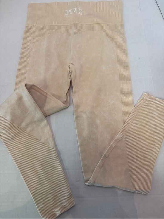 VS Pink Beige Ribbed Waistband Leggings - Picture 2 of 3